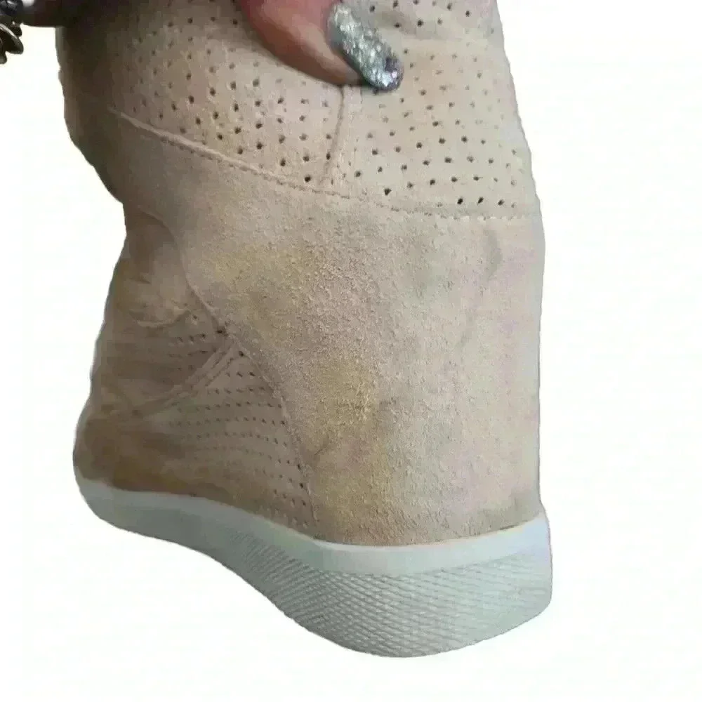 Coach Women's Pale Pink Alexis Suede Hidden Wedge Sneaker  9